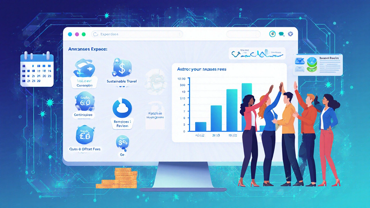 AI-driven expense dashboard with dynamic categories and quarterly review reminders.