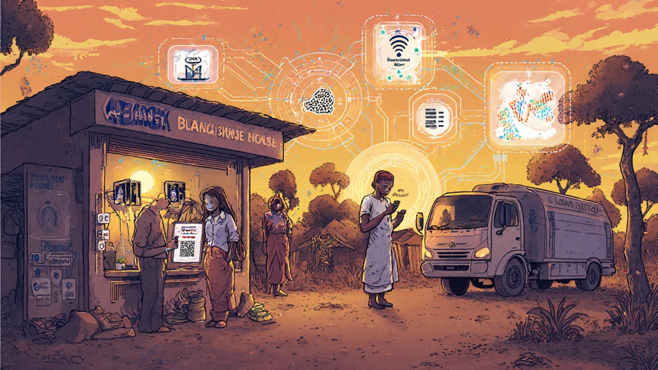 A community financial hub where agents offer loans, insurance, and digital payments alongside cash services.