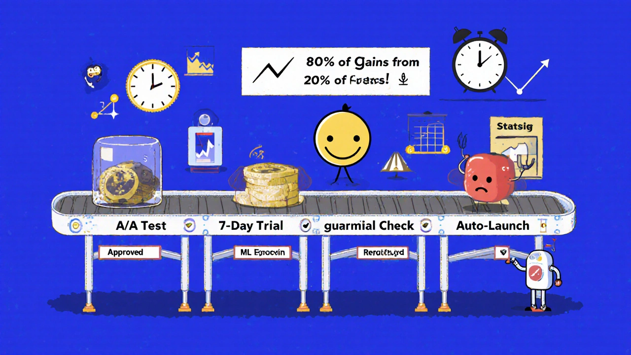 Continuous ML experimentation pipeline with models being tested and auto-approved by friendly robot tools.