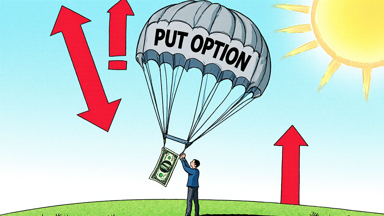 Investor using a put option like a parachute to exit a rising interest rate market.