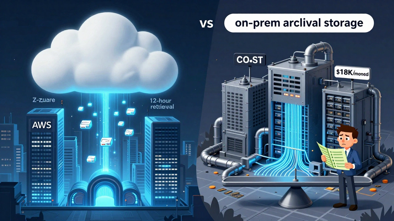 Contrasting cloud and on-prem data storage systems with cost and speed balance