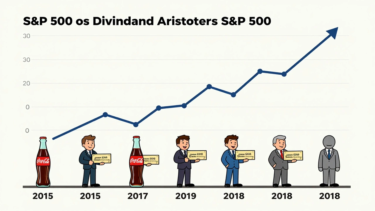 Timeline showing dividend aristocrats outperforming the broader market during 2015–2018 Fed rate hikes.